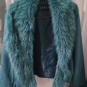 Women's Teal Faux Fur Jacket